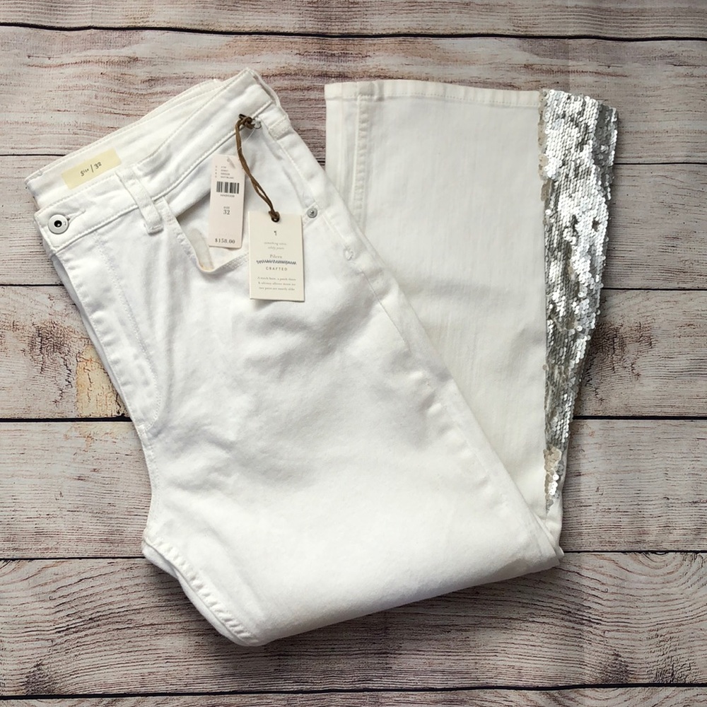 NWT Anthropologie Pilcro Sequined Cropped Jeans